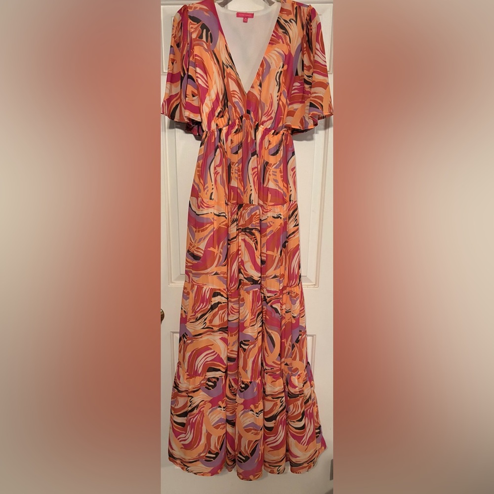 Flying Tomato Orange and Pink Maxi Dress